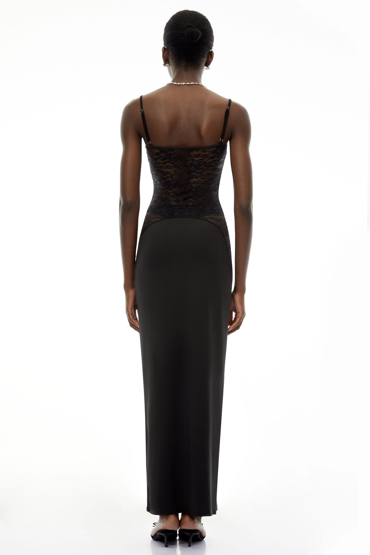 Eleanor Black Sweetheart Lace Panel Maxi Dress