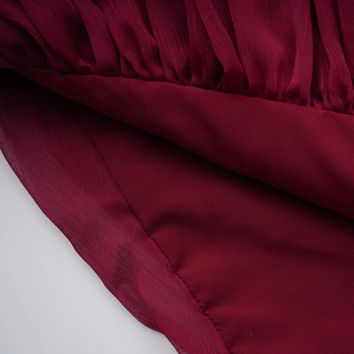 Éléna Burgundy Asymmetrical Ruffled Tulle Mini Dress