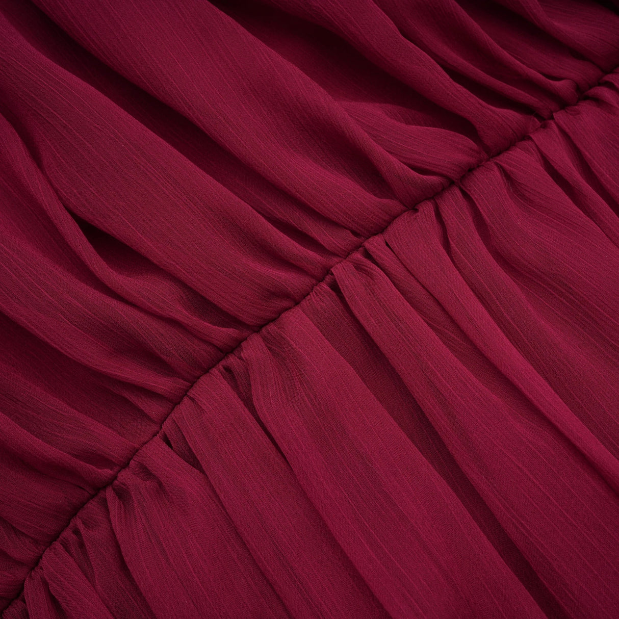 Éléna Burgundy Asymmetrical Ruffled Tulle Mini Dress
