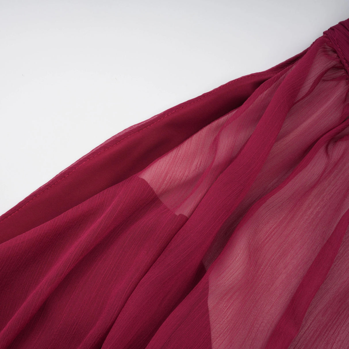 Éléna Burgundy Asymmetrical Ruffled Tulle Mini Dress
