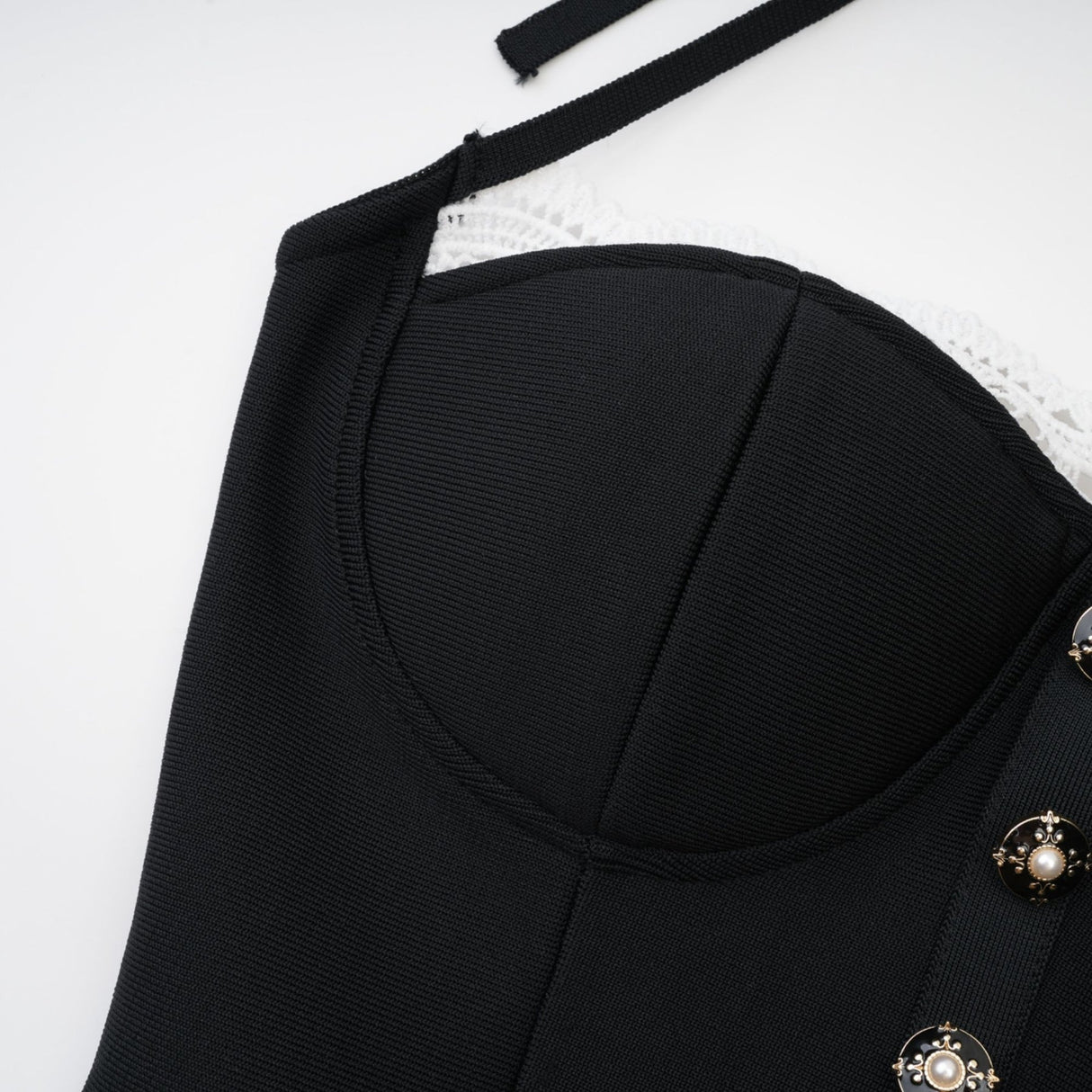 Elena Dress - halter neck Sleeveless Bustier Lace - Trim Mermaid Midi