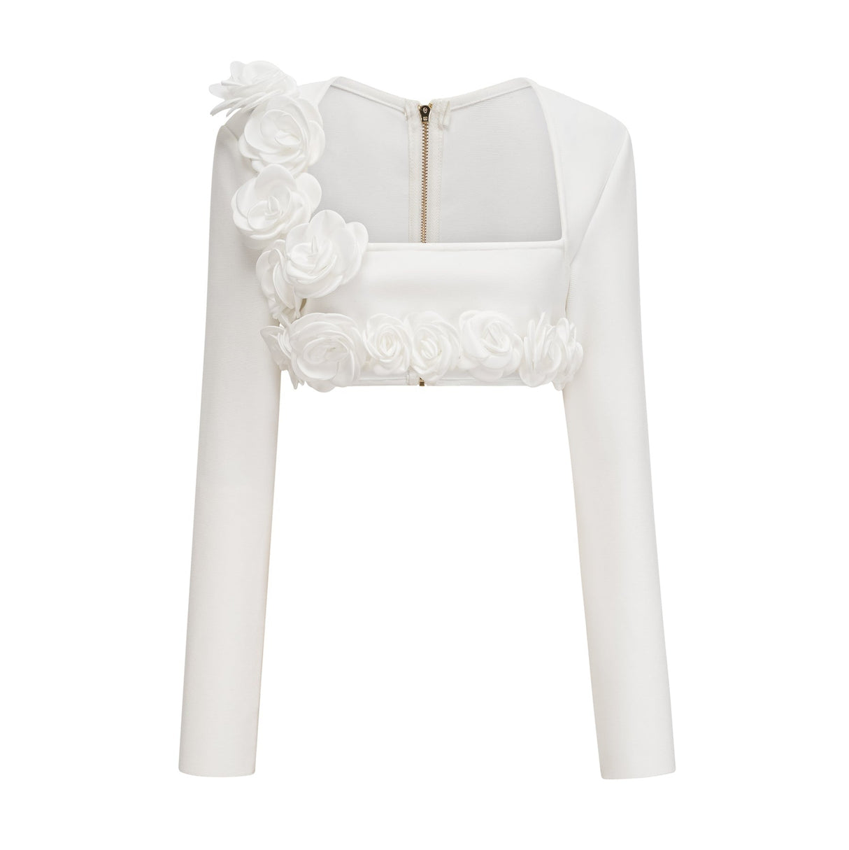 Elena Faux - Flower Detailed Cropped Top - Ankle - Length Skirt Set