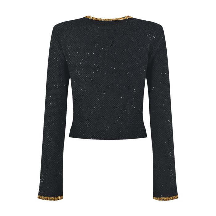 Elena Jacket & Skirt - Sequin Design - Front Button Fastening - Four Front Welt Pockets - Knitted Construction