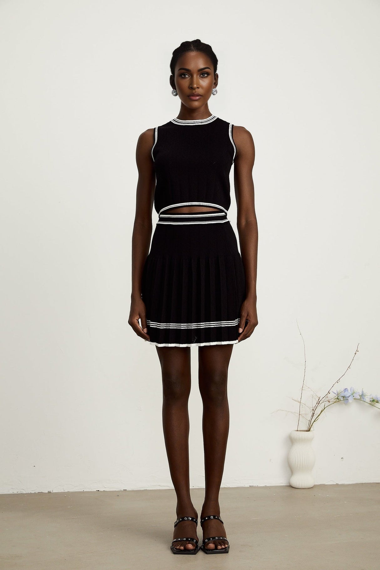 Elena Knit 3 - Piece Set - Cardigan, Vest Top & Mini Skirt