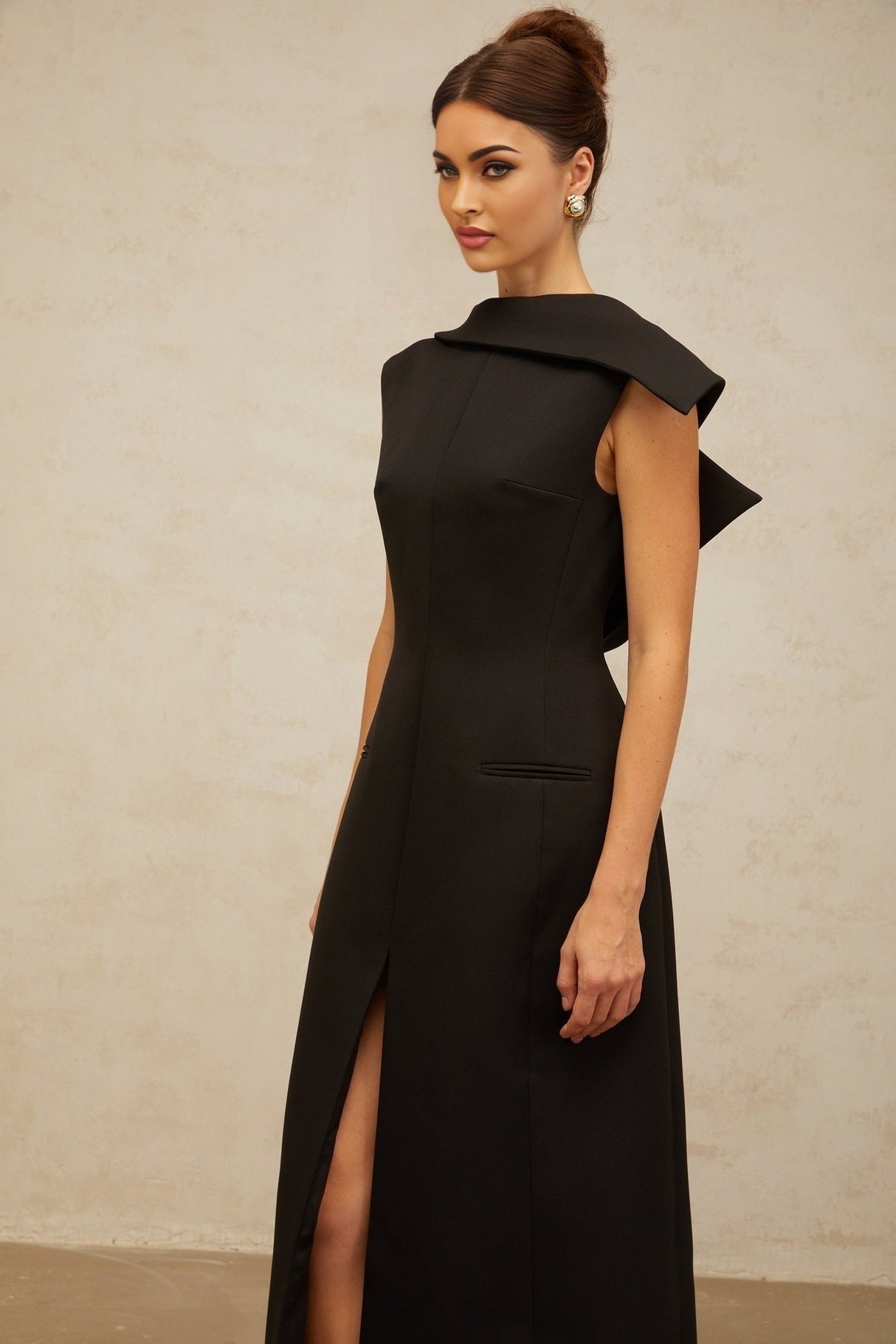 Elena Midi Dress - Deconstructed Design - Bateau Neck - Sleeveless - Open Back