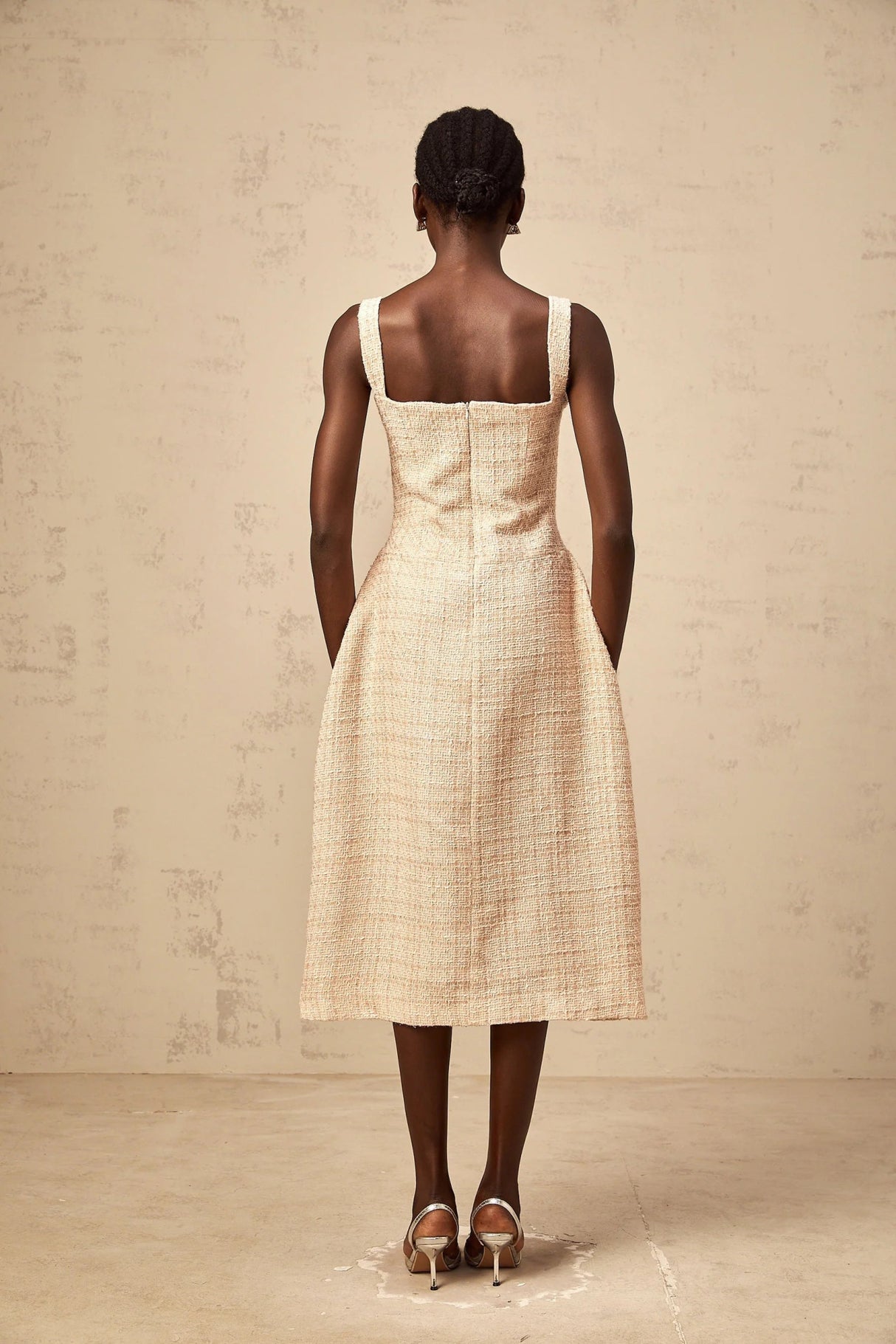 Elena Mini Dress Neutrals Interwoven Embroidery