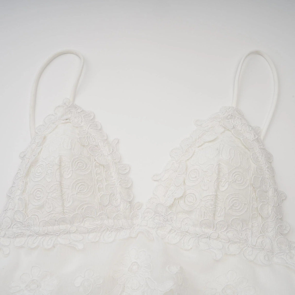 Elena Mini Dress White Guipure Lace Tiered Ruffles & Sweetheart Hem