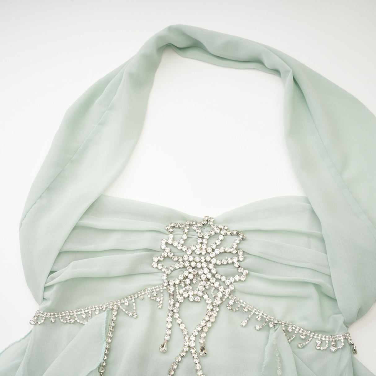 Eleonora Midi Dress - Halterneck Neckline - Sleeveless - Pleated Skirt - Ruffled Detailing