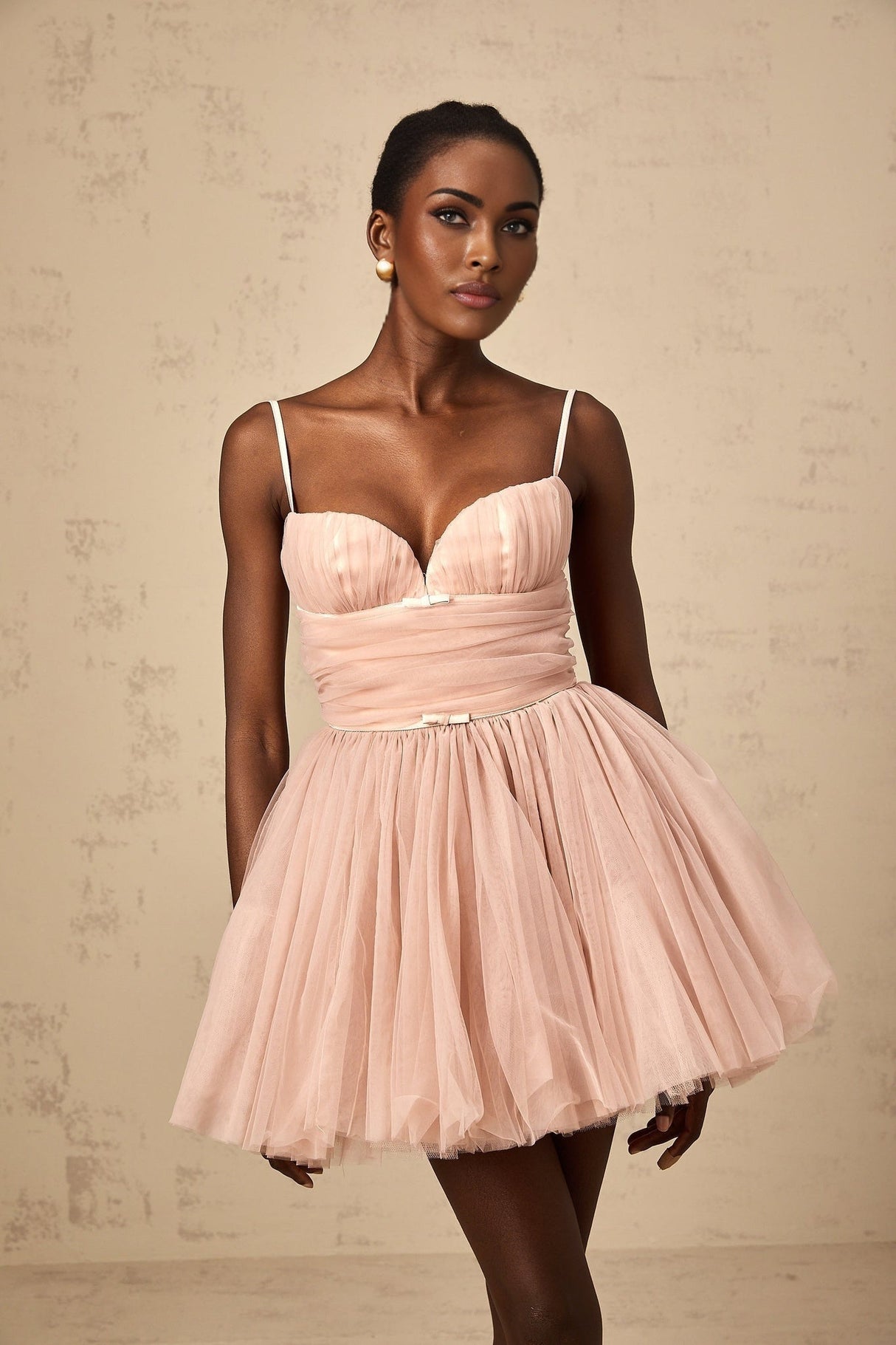 Eleonora Mini Dress - Bustier Style - Boned Bodice - Flared & Layered Skirt - Ruched & Pleated Detailing