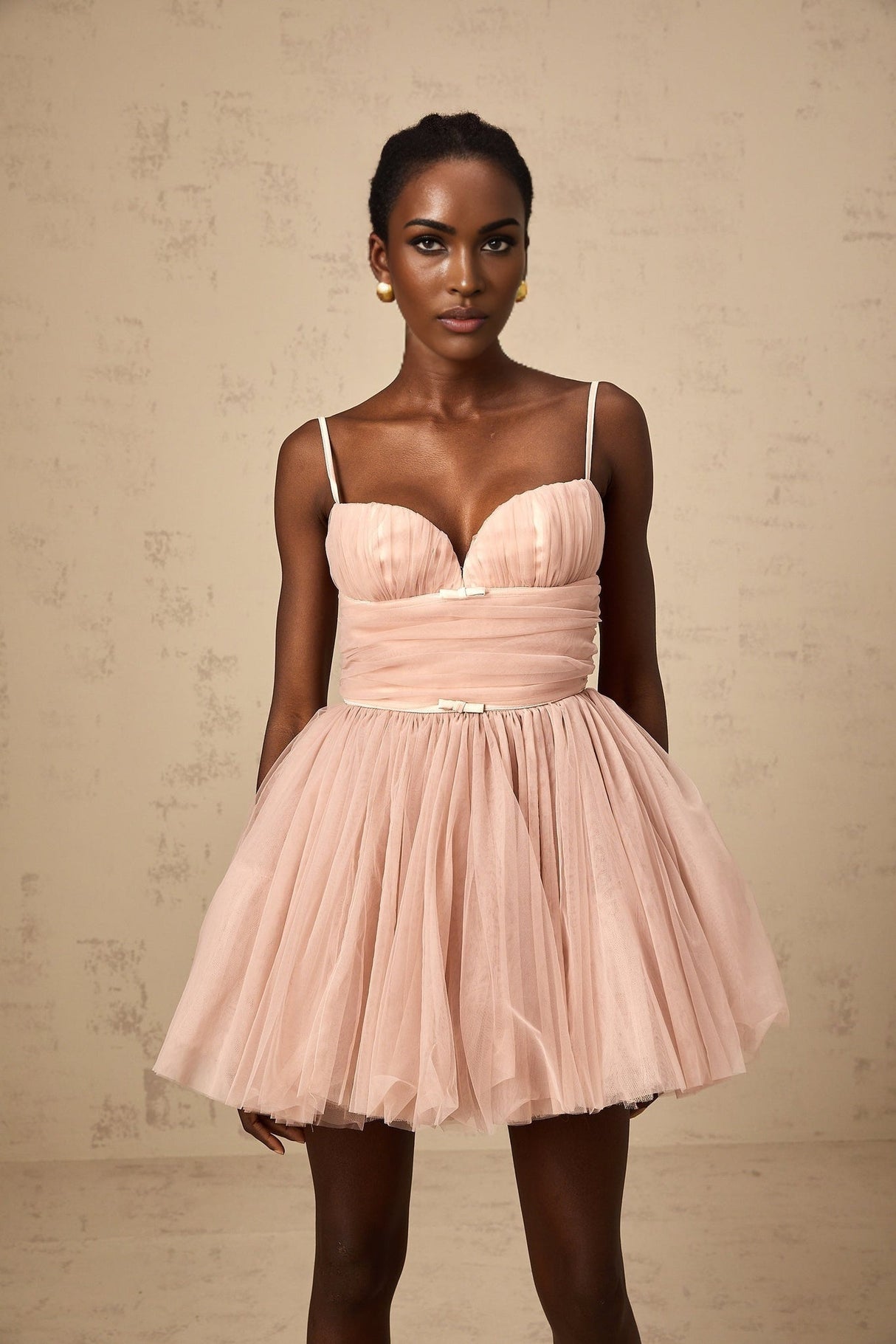 Eleonora Mini Dress - Bustier Style - Boned Bodice - Flared & Layered Skirt - Ruched & Pleated Detailing