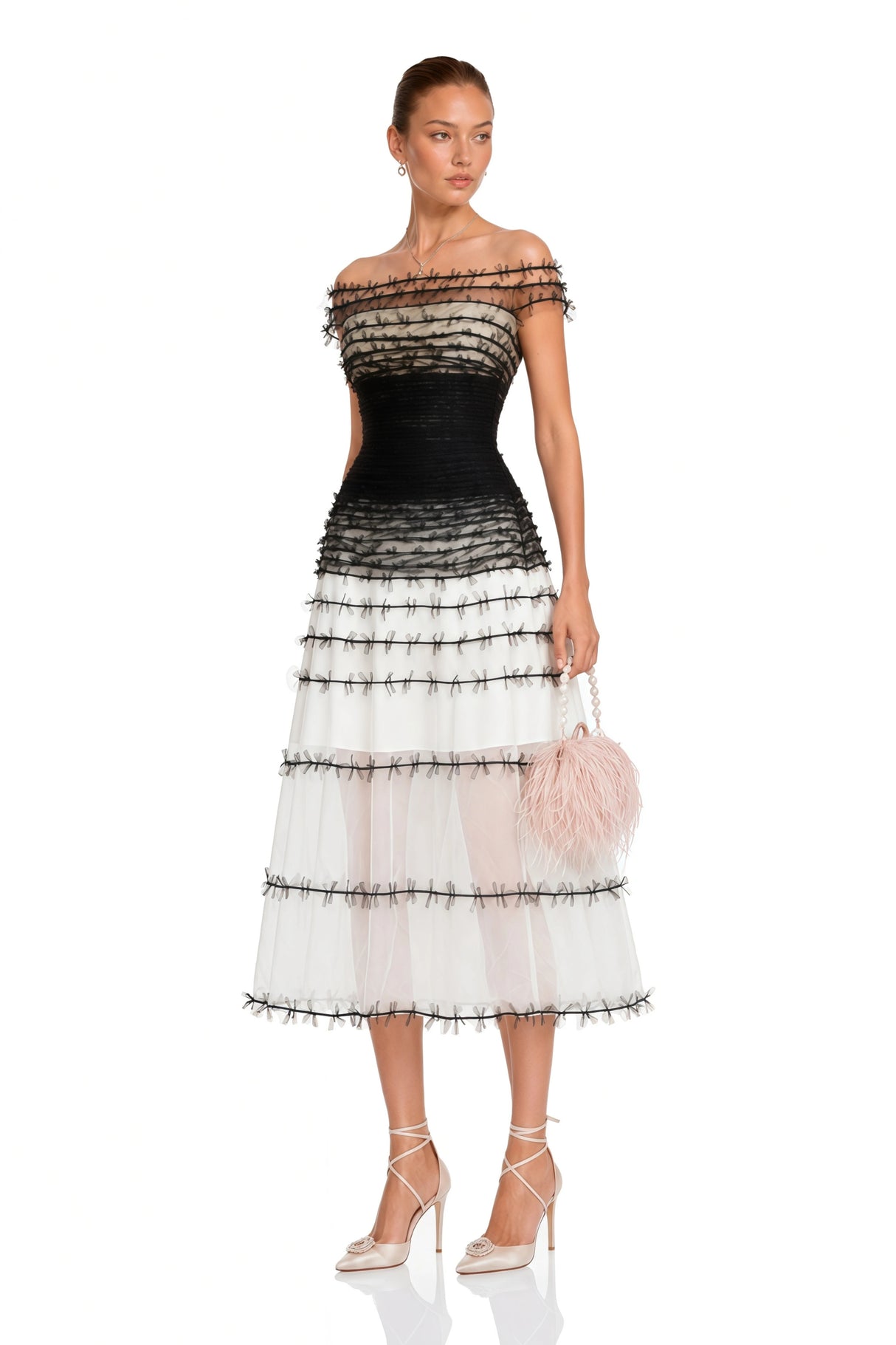 Eléonore Color Block Tulle Midi Dress