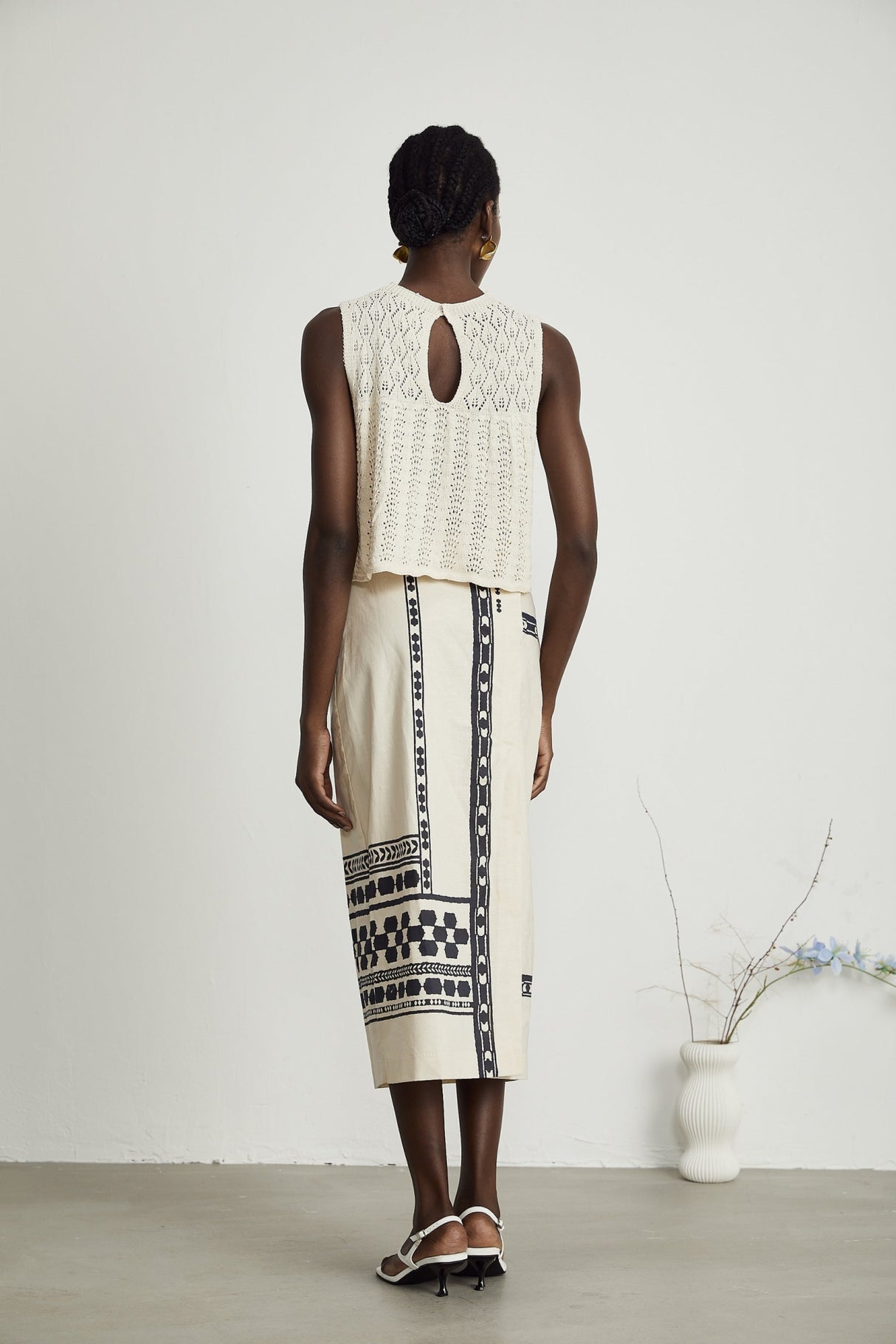 Elettra Midi Dress – Side Slit – Pattern Print – Contrast Colors