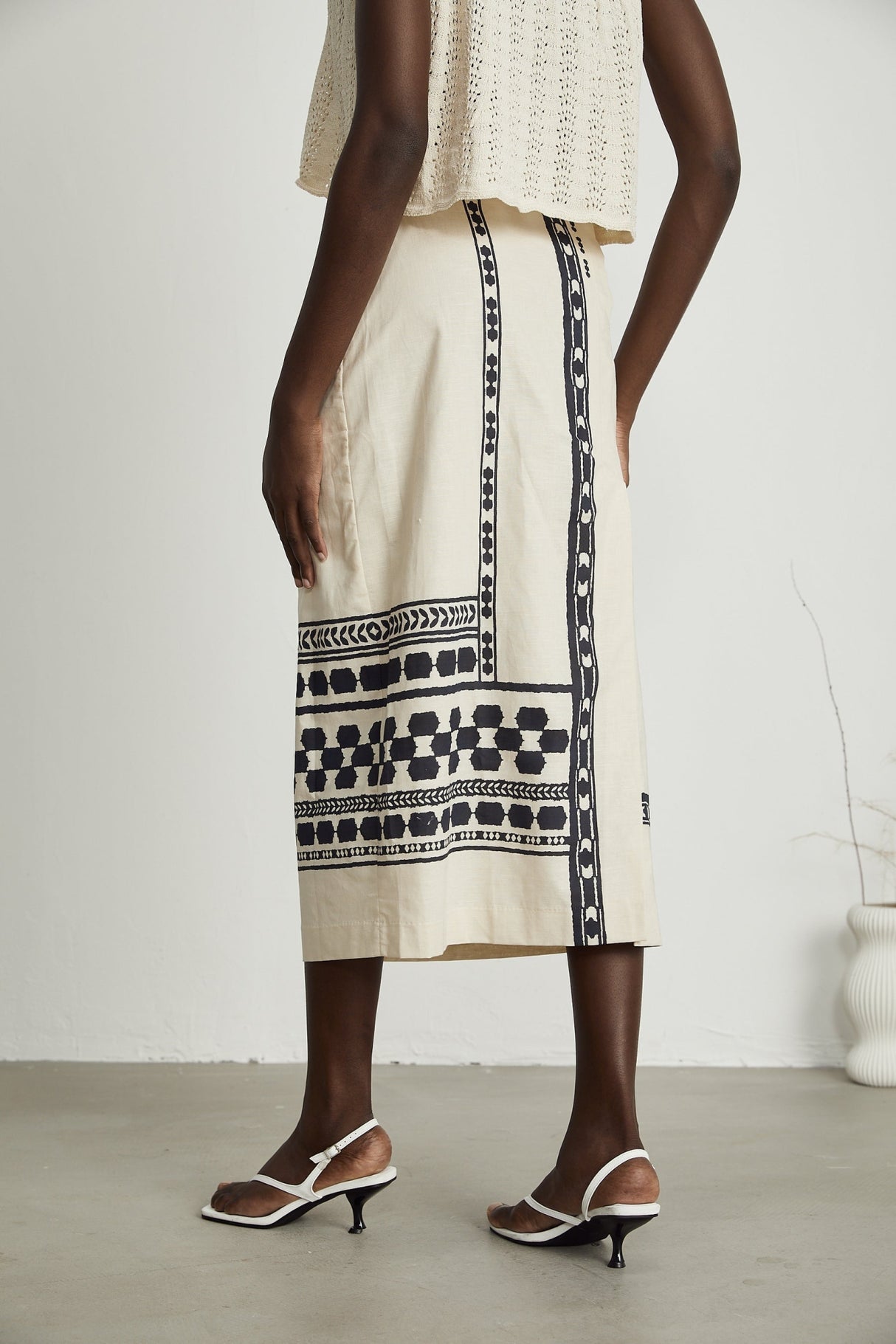 Elettra Midi Dress – Side Slit – Pattern Print – Contrast Colors