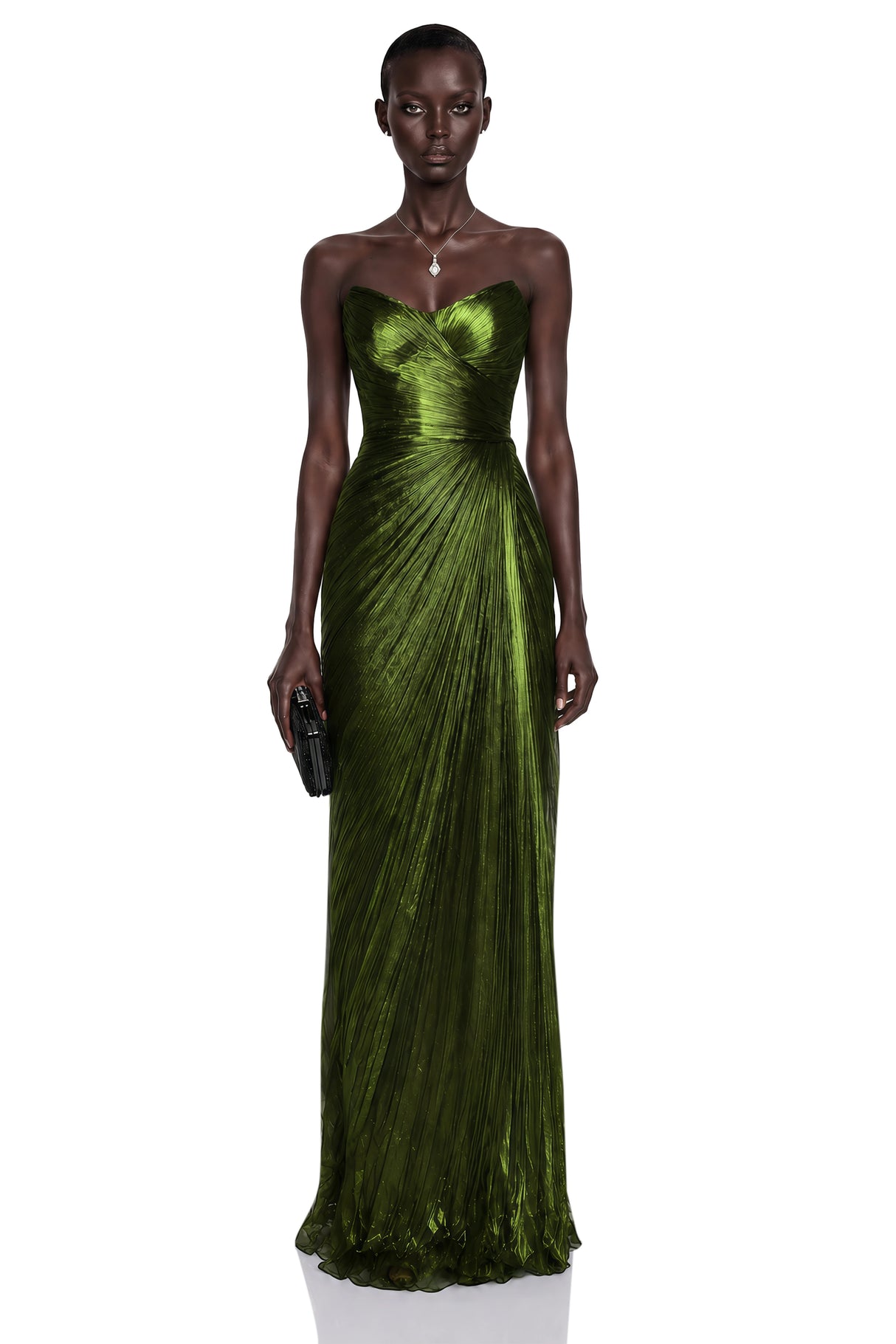 Elif Emerald Green Off Shoulder Ruched Maxi Dress