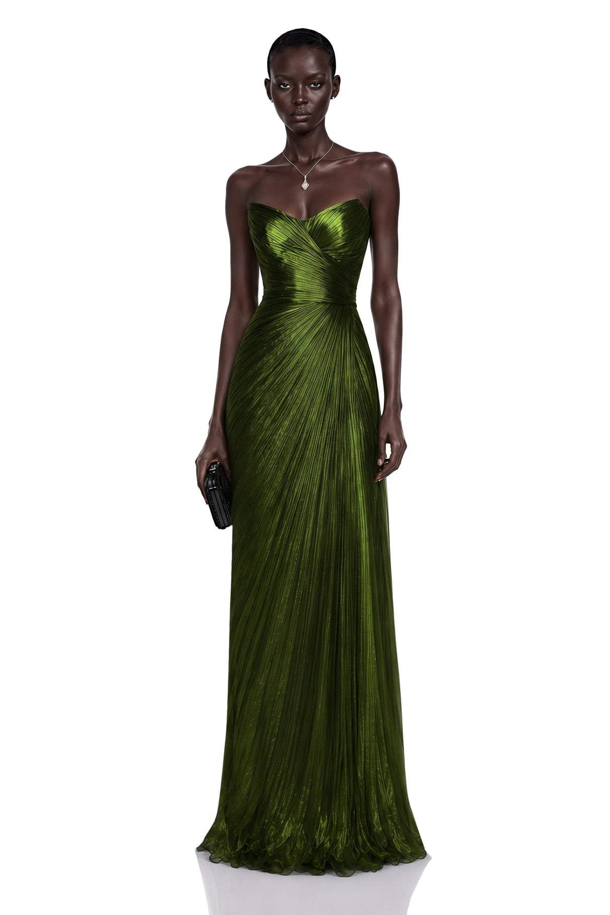 Elif Emerald Green Off Shoulder Ruched Maxi Dress