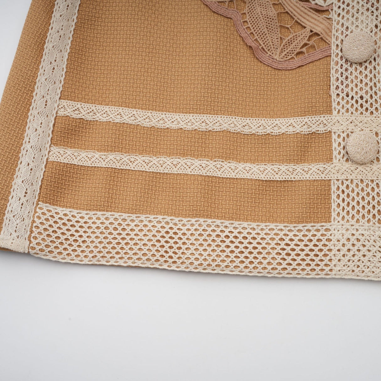 Elisabetta Mini Dress - Crew Neck - Long Sleeves - Cut - Out Detailing - Lace Paneling