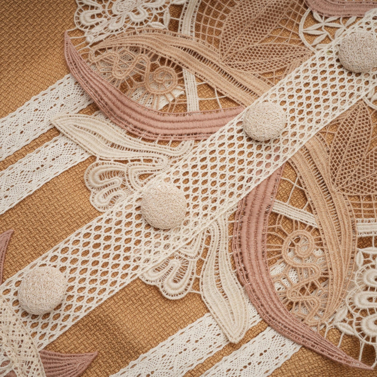 Elisabetta Mini Dress - Crew Neck - Long Sleeves - Cut - Out Detailing - Lace Paneling