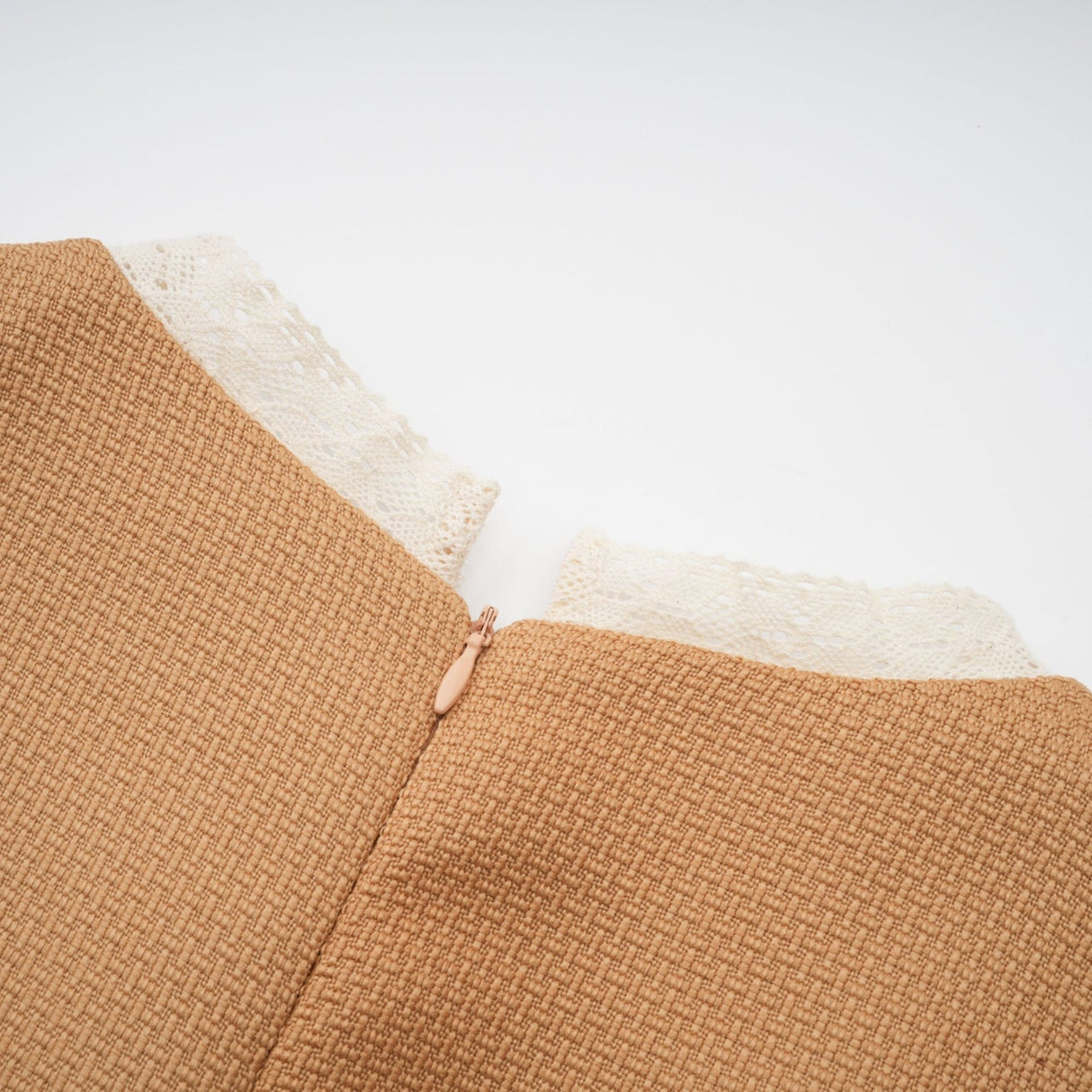 Elisabetta Mini Dress - Crew Neck - Long Sleeves - Cut - Out Detailing - Lace Paneling