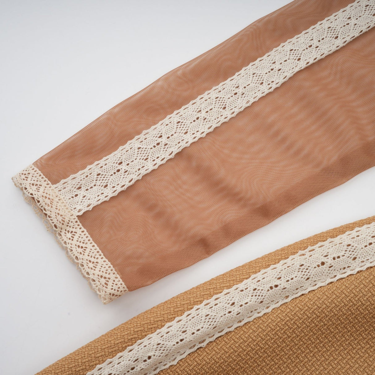 Elisabetta Mini Dress - Crew Neck - Long Sleeves - Cut - Out Detailing - Lace Paneling