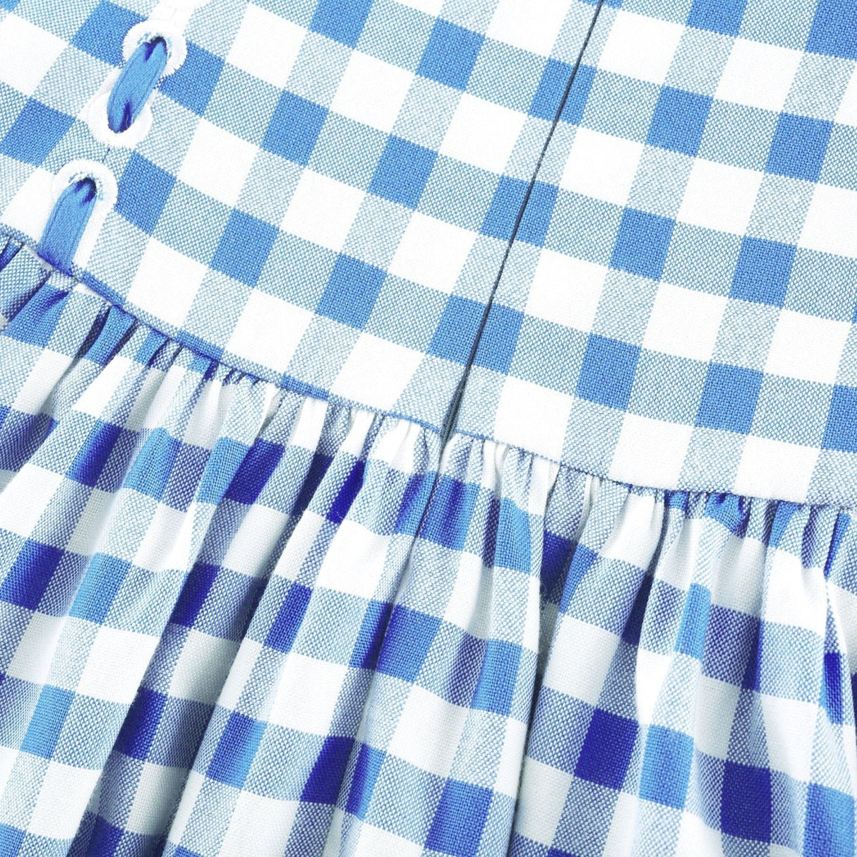 Ella Midi Dress - Square Neck - Gingham Print - Ribbon Detailing - Welt Pockets - Rear Zip