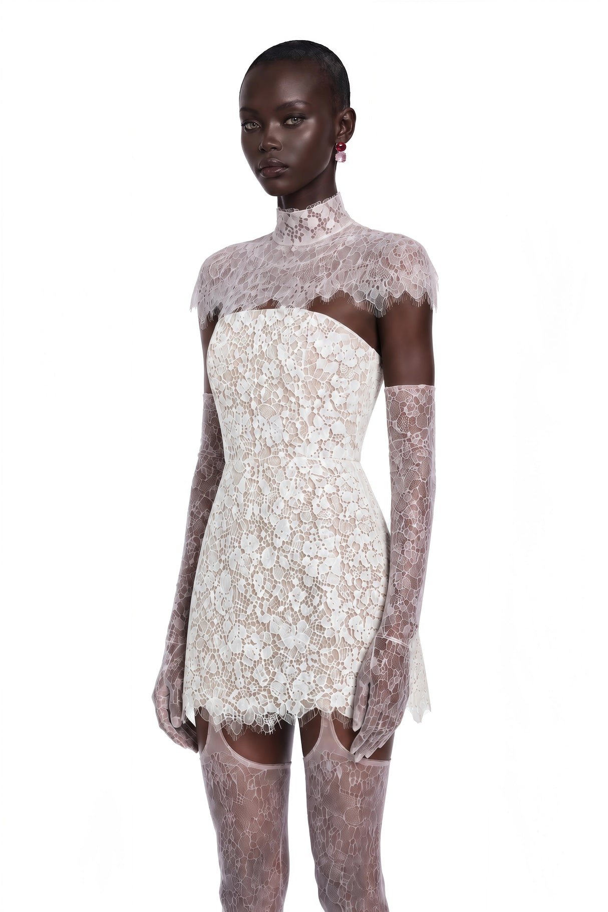 Ella White Off Shoulder Floral Lace Mini Dress
