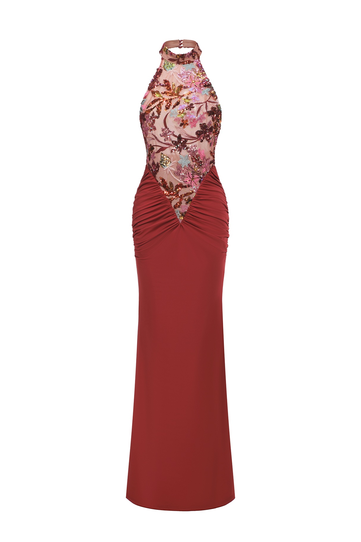 Ellie Red Floral Sequins Maxi Dress