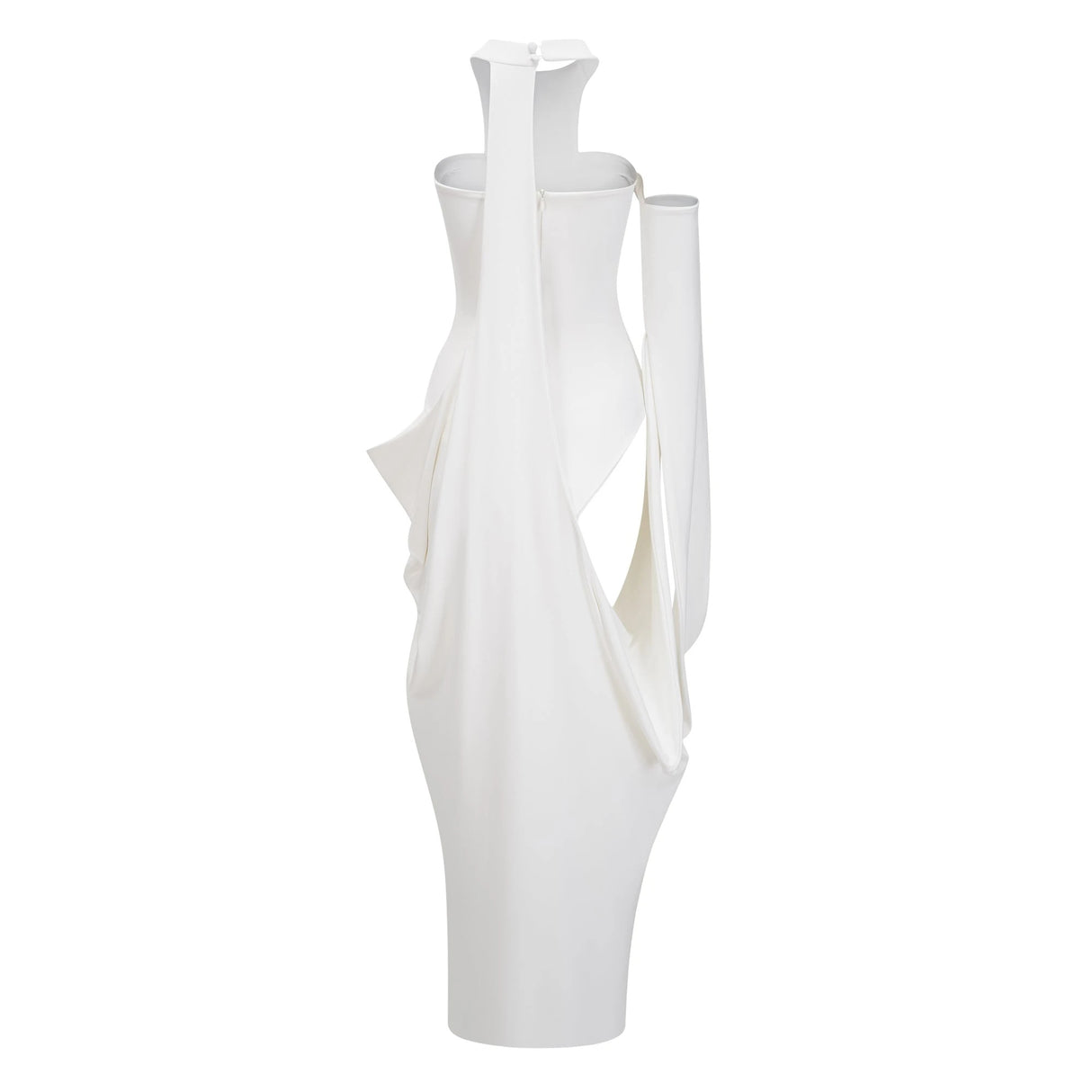 Elowen White Halter Neck Draped Maxi Dress