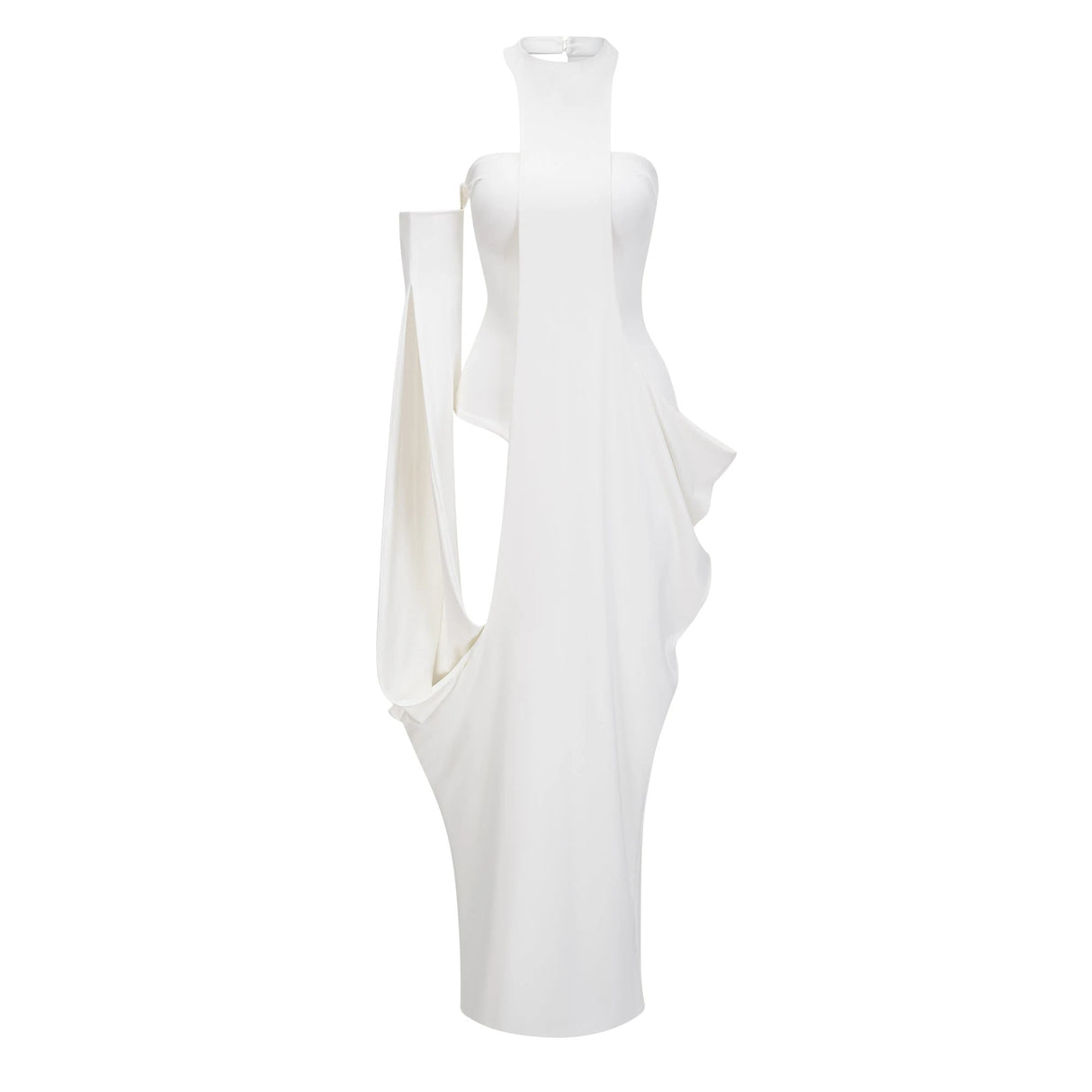 Elowen White Halter Neck Draped Maxi Dress