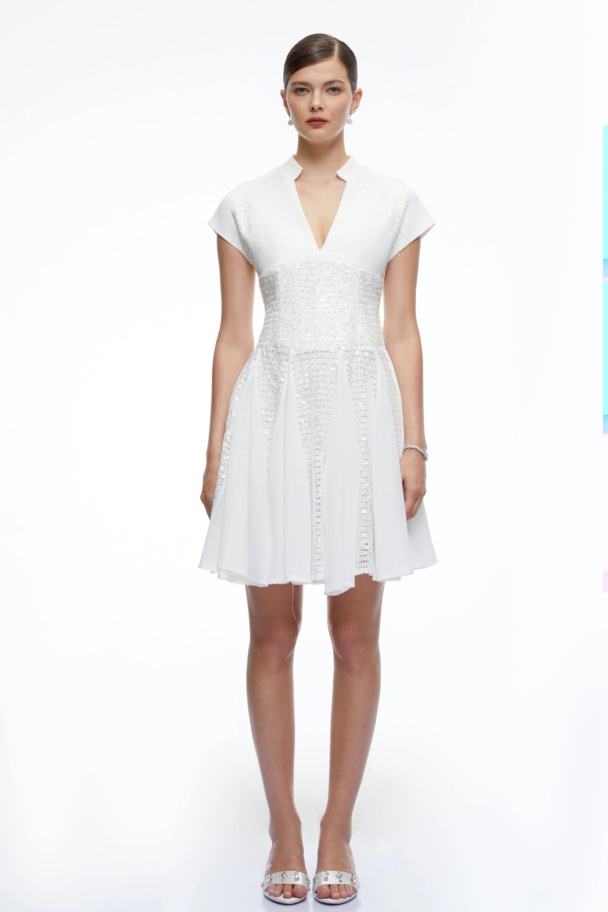 Elowen White Sequin Tulle Mini Dress