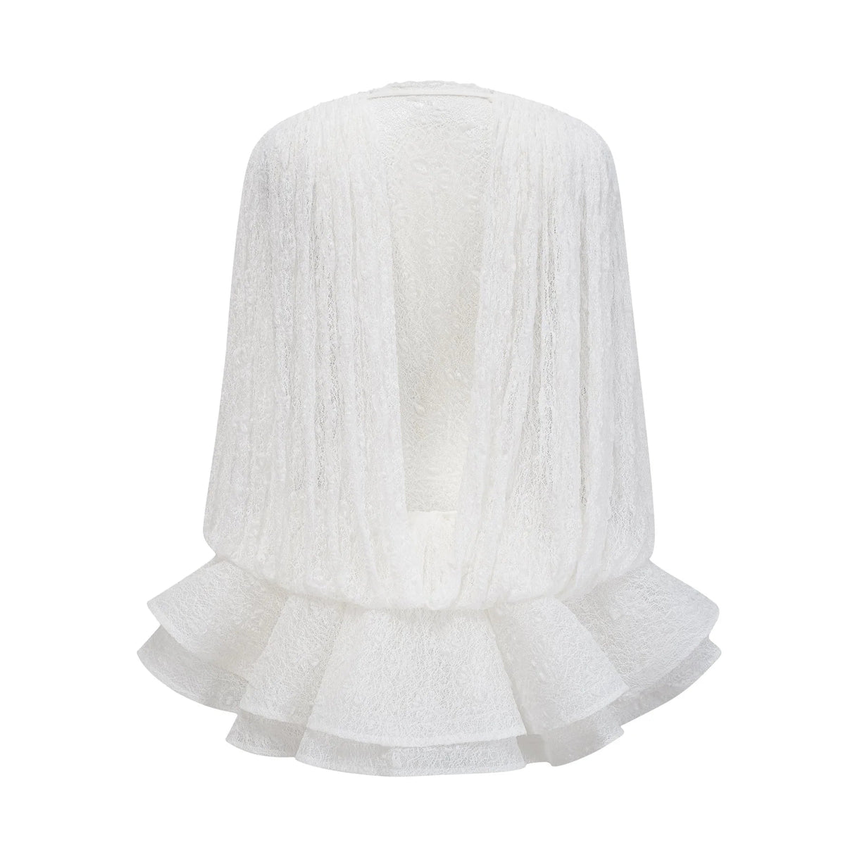 Emery Dress Set with Textured Layers in White