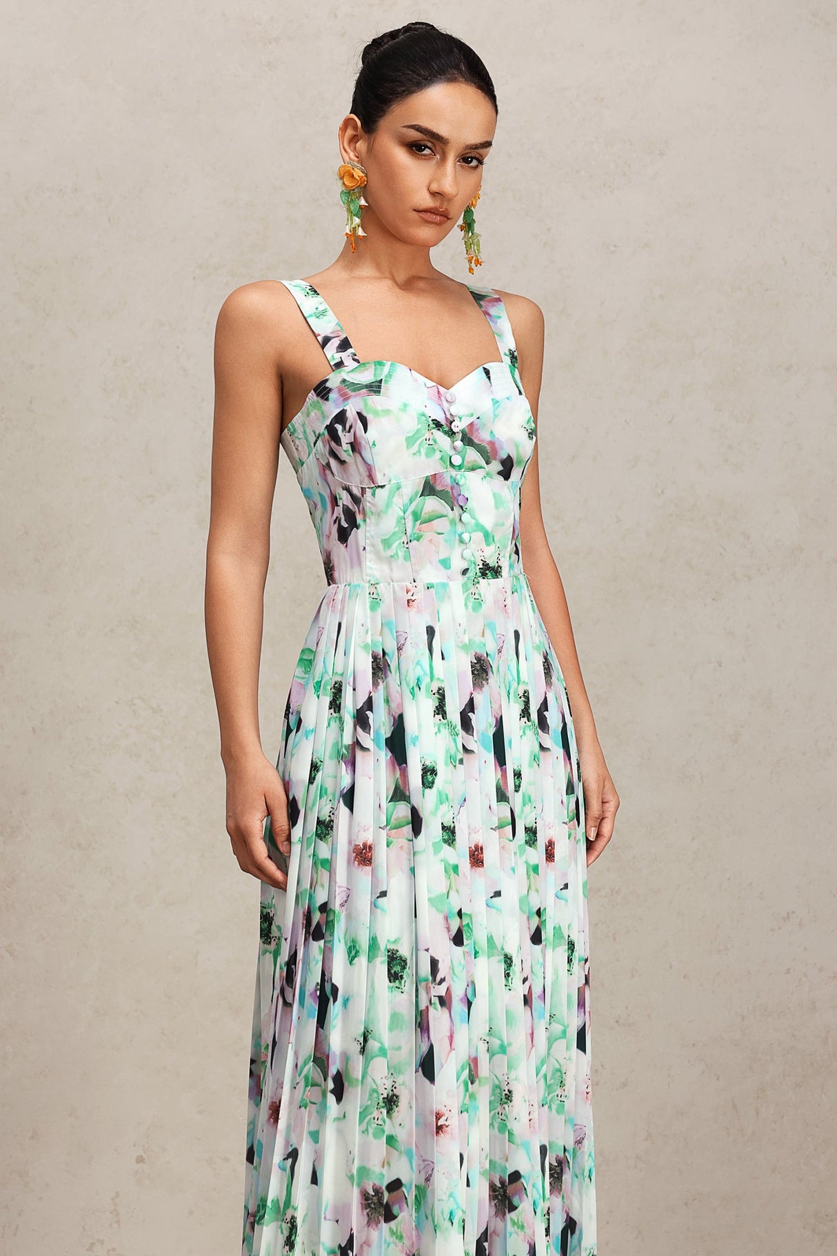 Emery Green Floral Halter Maxi Dress
