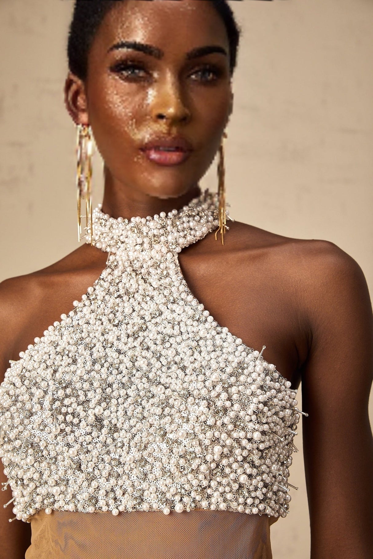 Emery Maxi Dress – Halterneck – Crystal Embellishment – Tulle Design