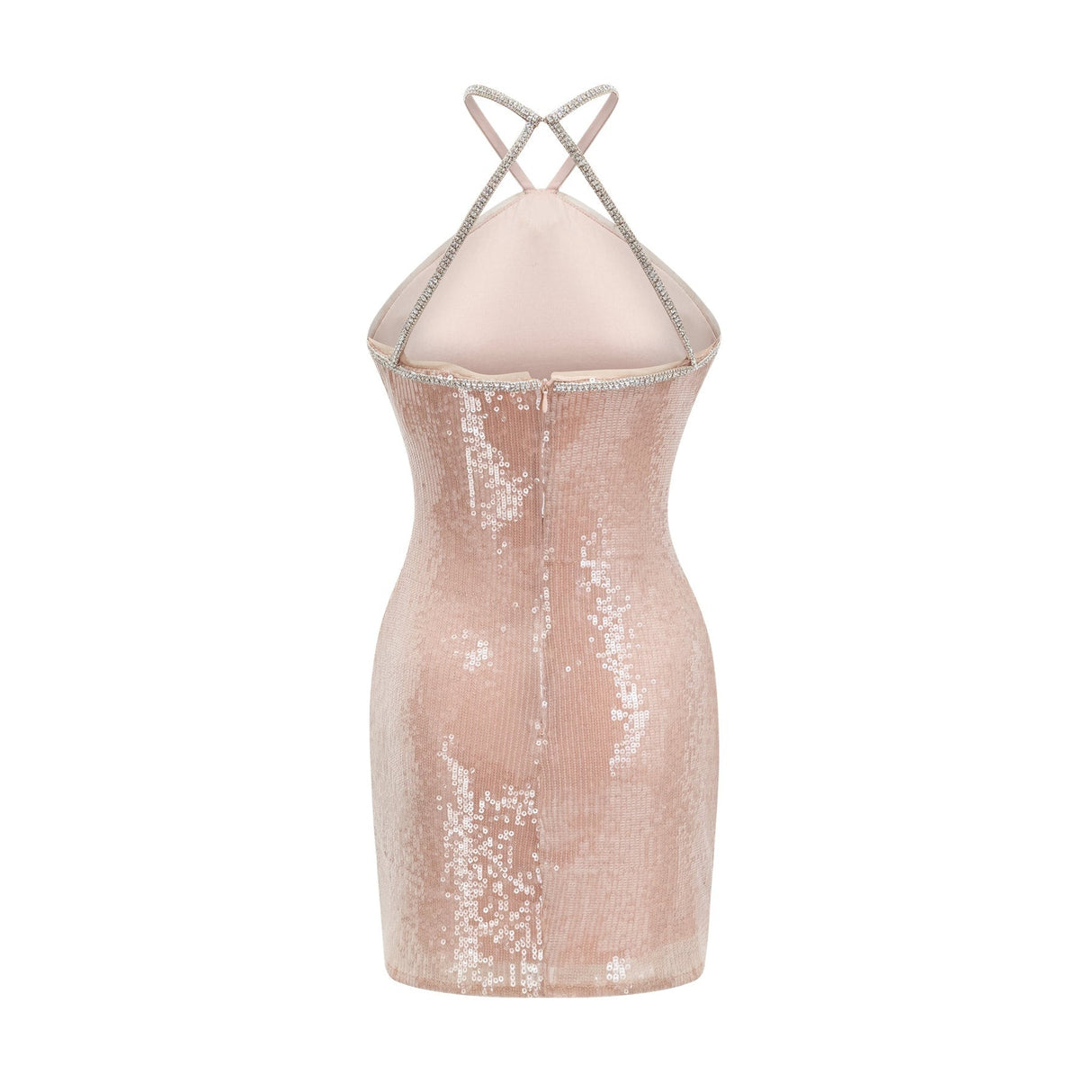 Emery Mini Dress – Sequin – Front Floral Decorated – Crystal Strap