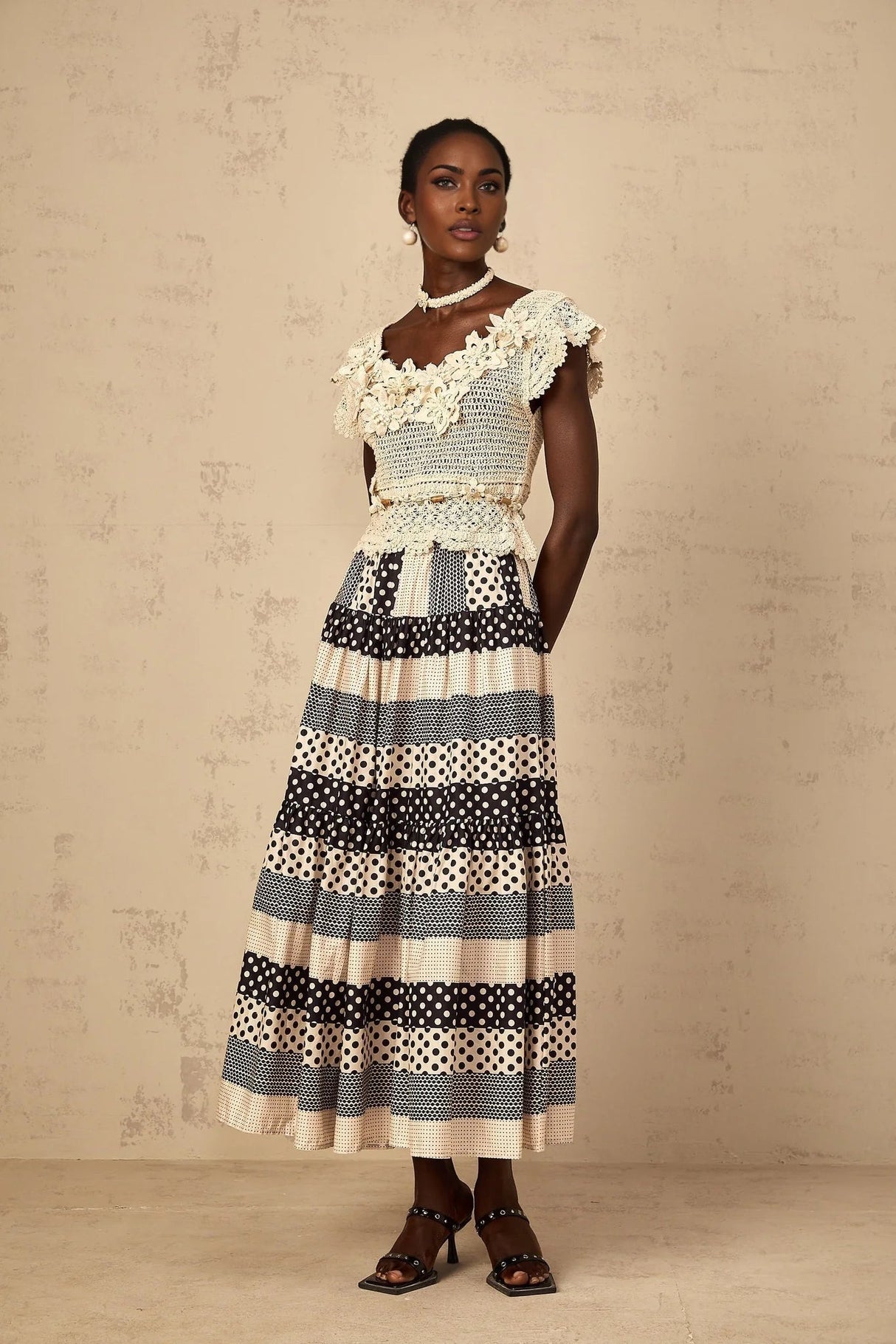 Emilee Top Beaded Crochet 3D - Petal Cut - Out & Bead Embellishment