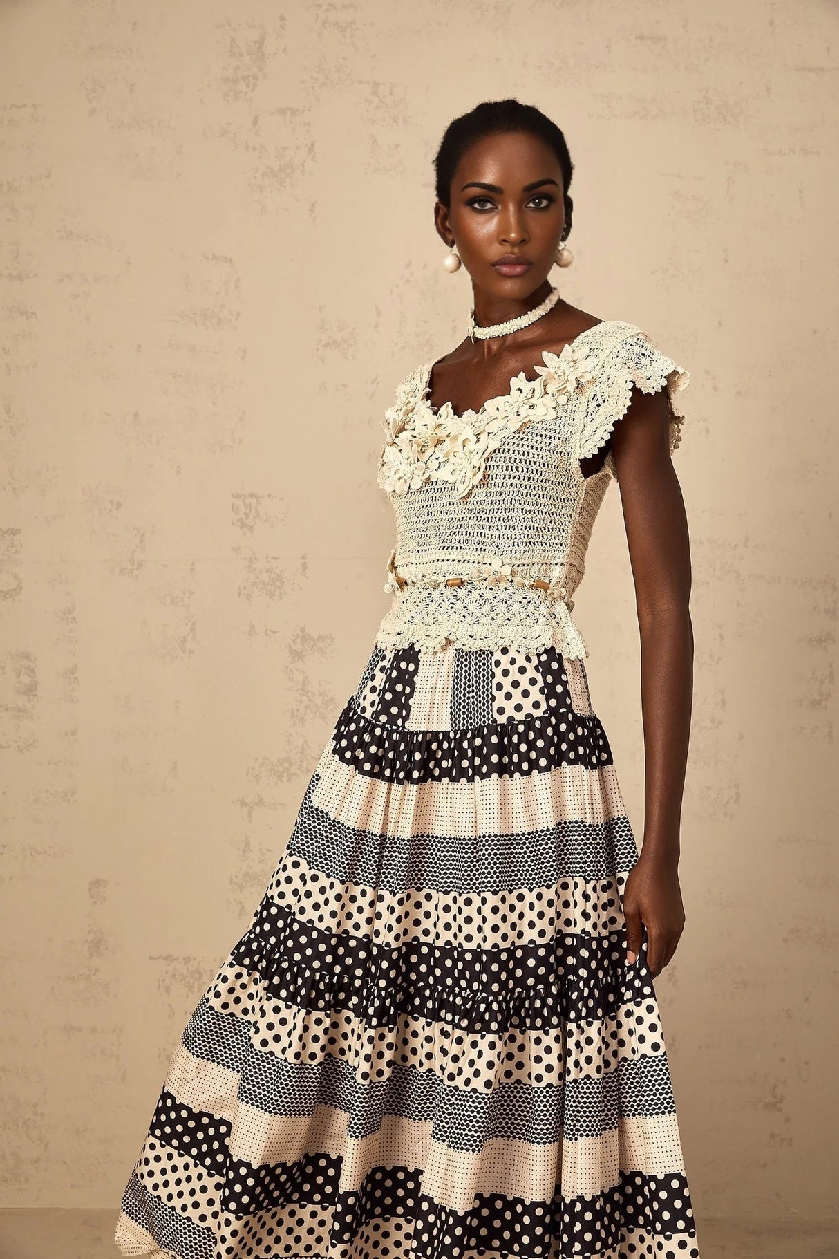 Emilee Top Beaded Crochet 3D - Petal Cut - Out & Bead Embellishment