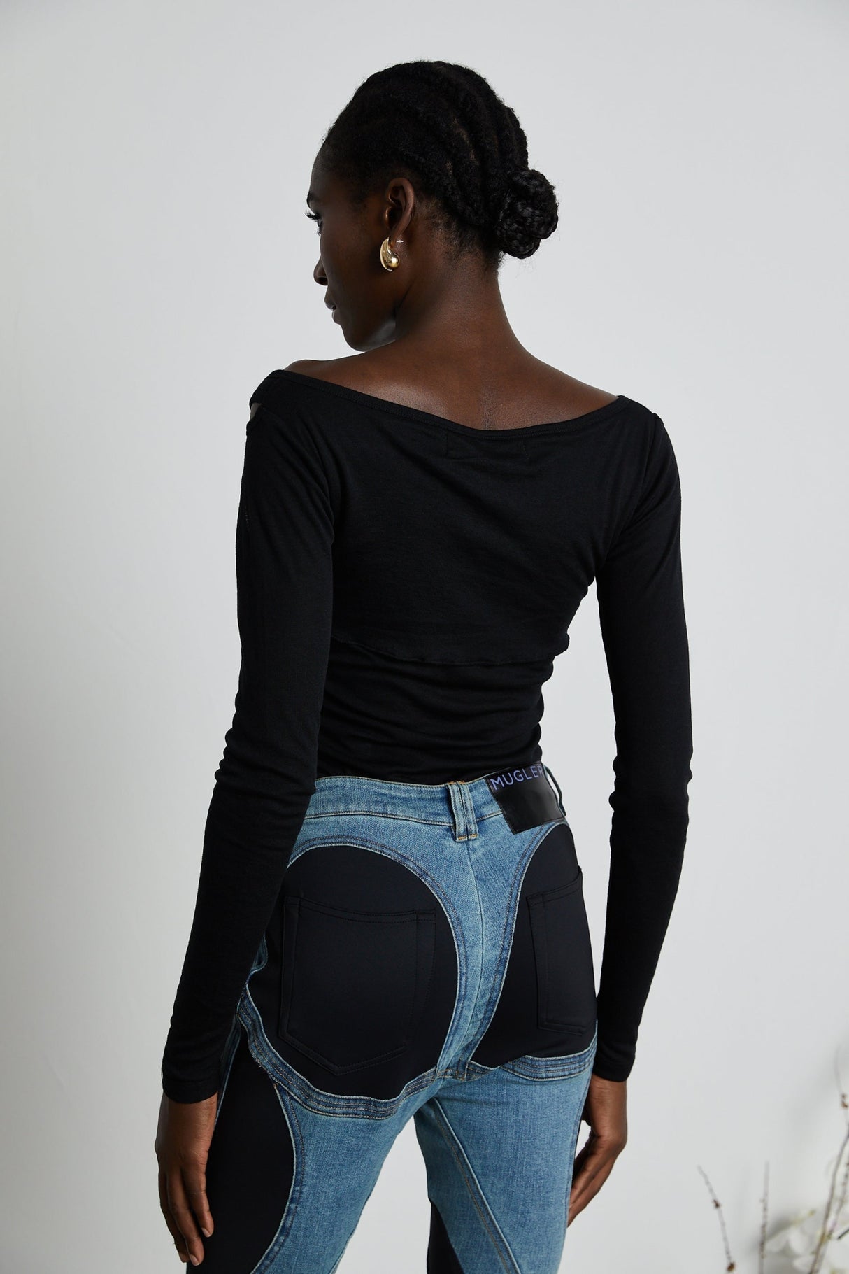 Emilia Bodysuit - Long Sleeve - Cut - Out Design - Double - Layer Construction - Semi - Sheer