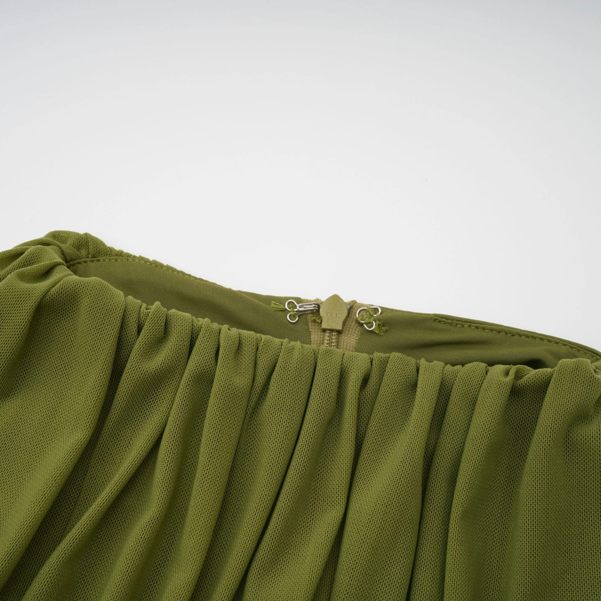 Emilia Green Asymmetrical Ribbon Draped Maxi Dress