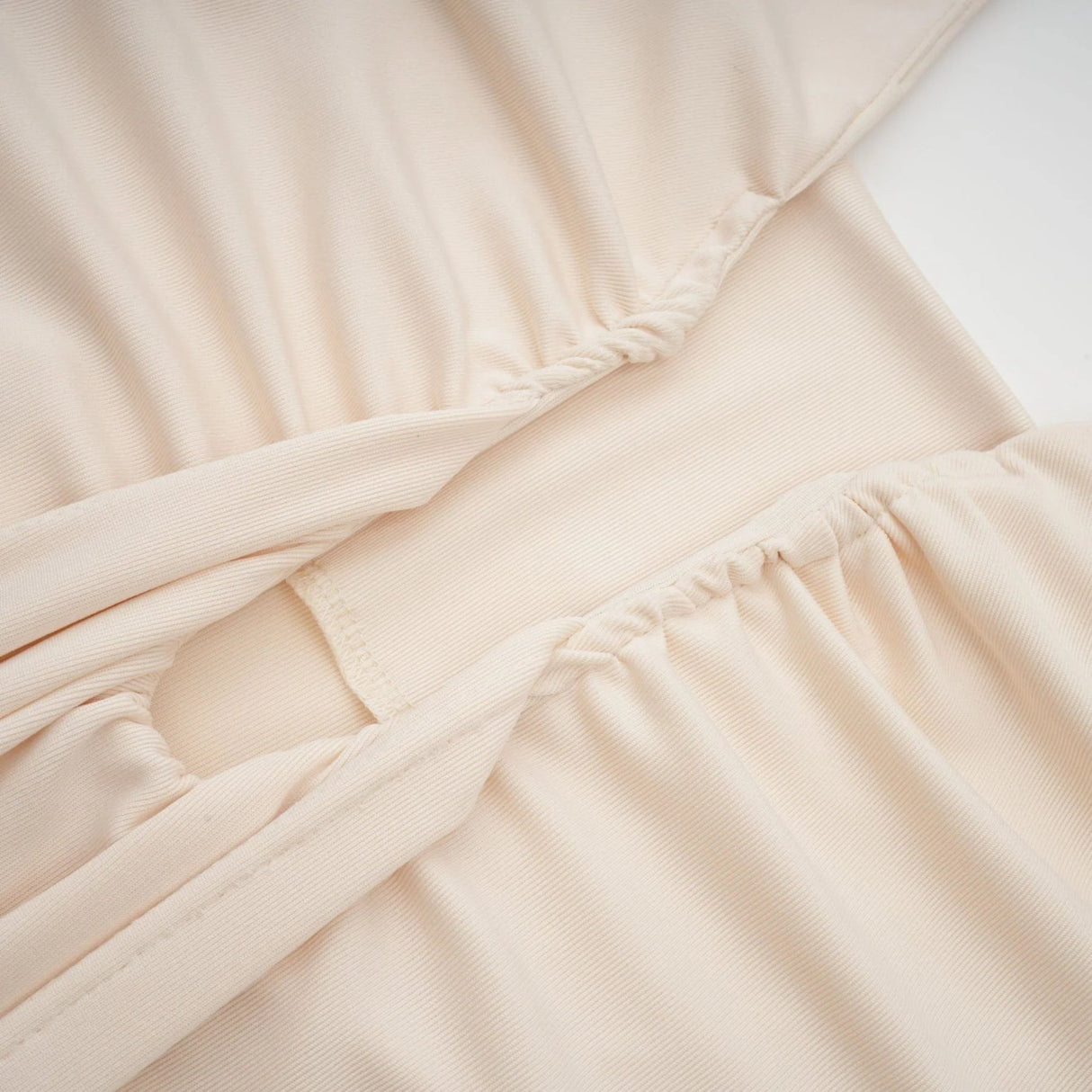 Emilia Maxi Dress White Deep - V Draped Ribbon Ruched Ankle - Length