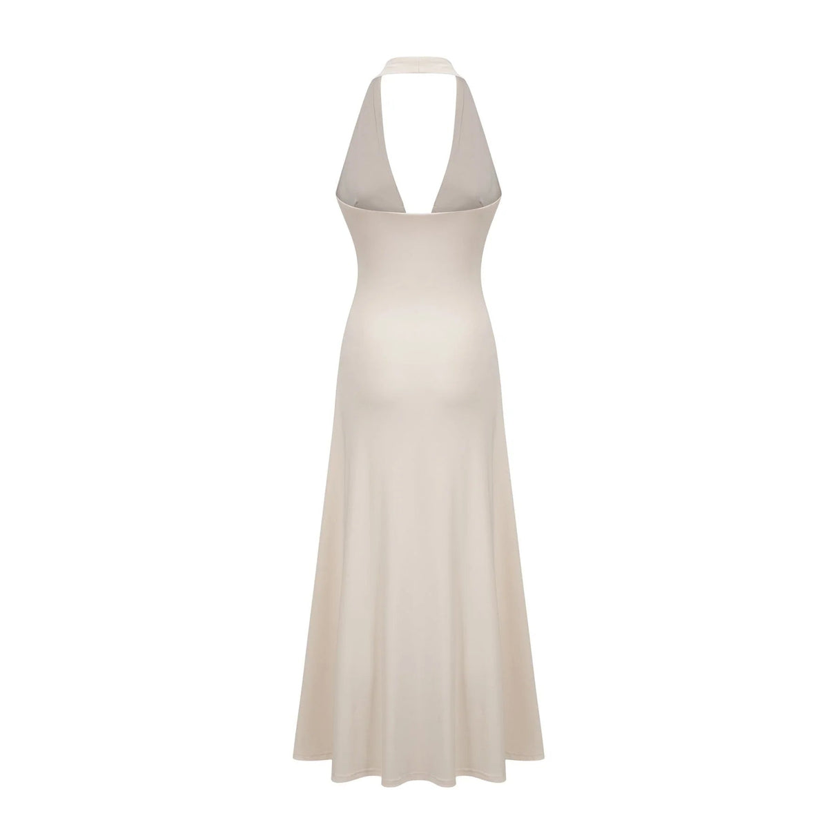 Emilia Maxi Dress White Deep - V Draped Ribbon Ruched Ankle - Length