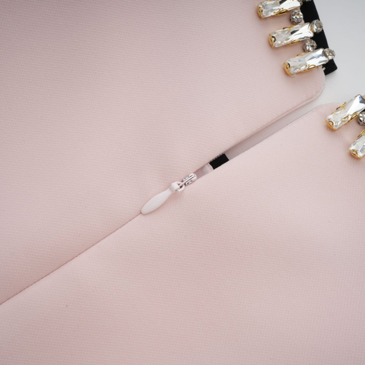 Emilia Midi Dress - Color Block Design - Crystal Embellishment - Dart Detailing - Rear Slit