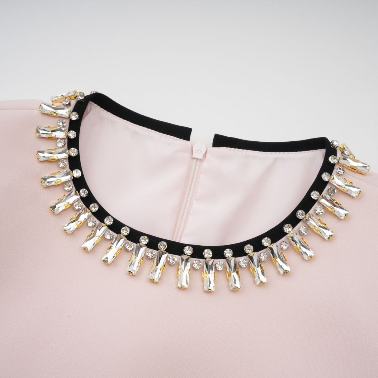 Emilia Midi Dress - Color Block Design - Crystal Embellishment - Dart Detailing - Rear Slit