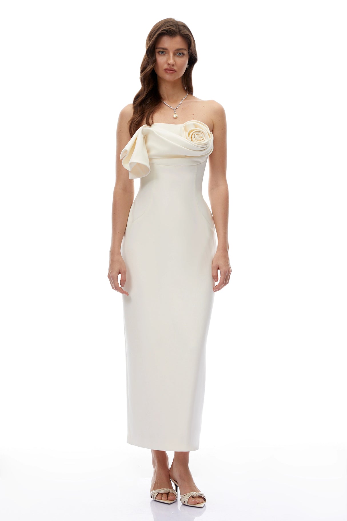 Emily Cream Off Shoulder Maxi Dress with 3D Florals