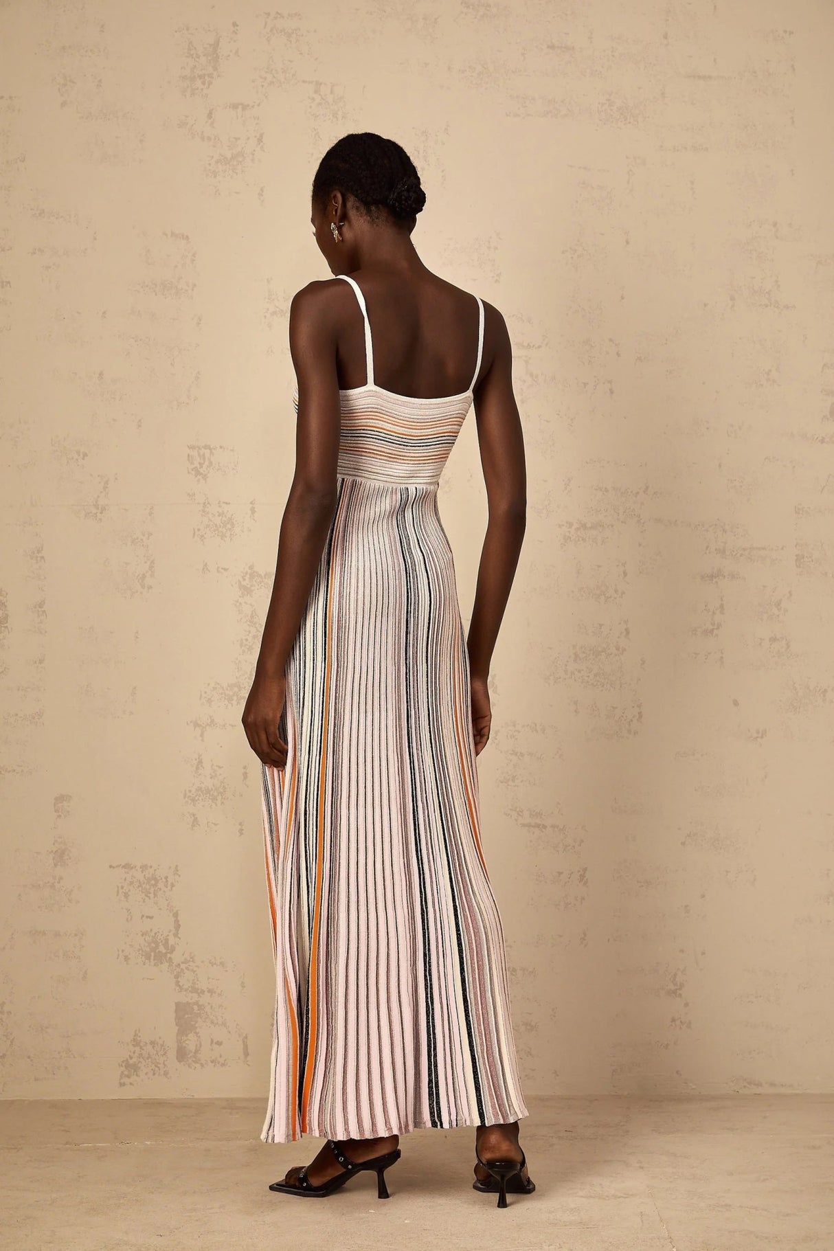 Emma Maxi Dress Sequin Striped Knit & Metallic Detailing