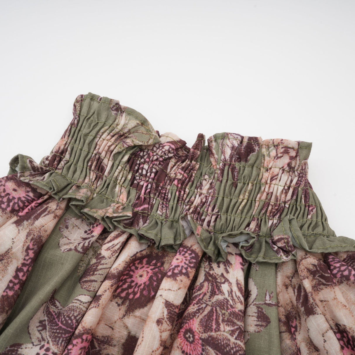 Emma Midi Dress - Puff Sleeves - Mock Neck - Gathered Detailing - Belted - Floral Print