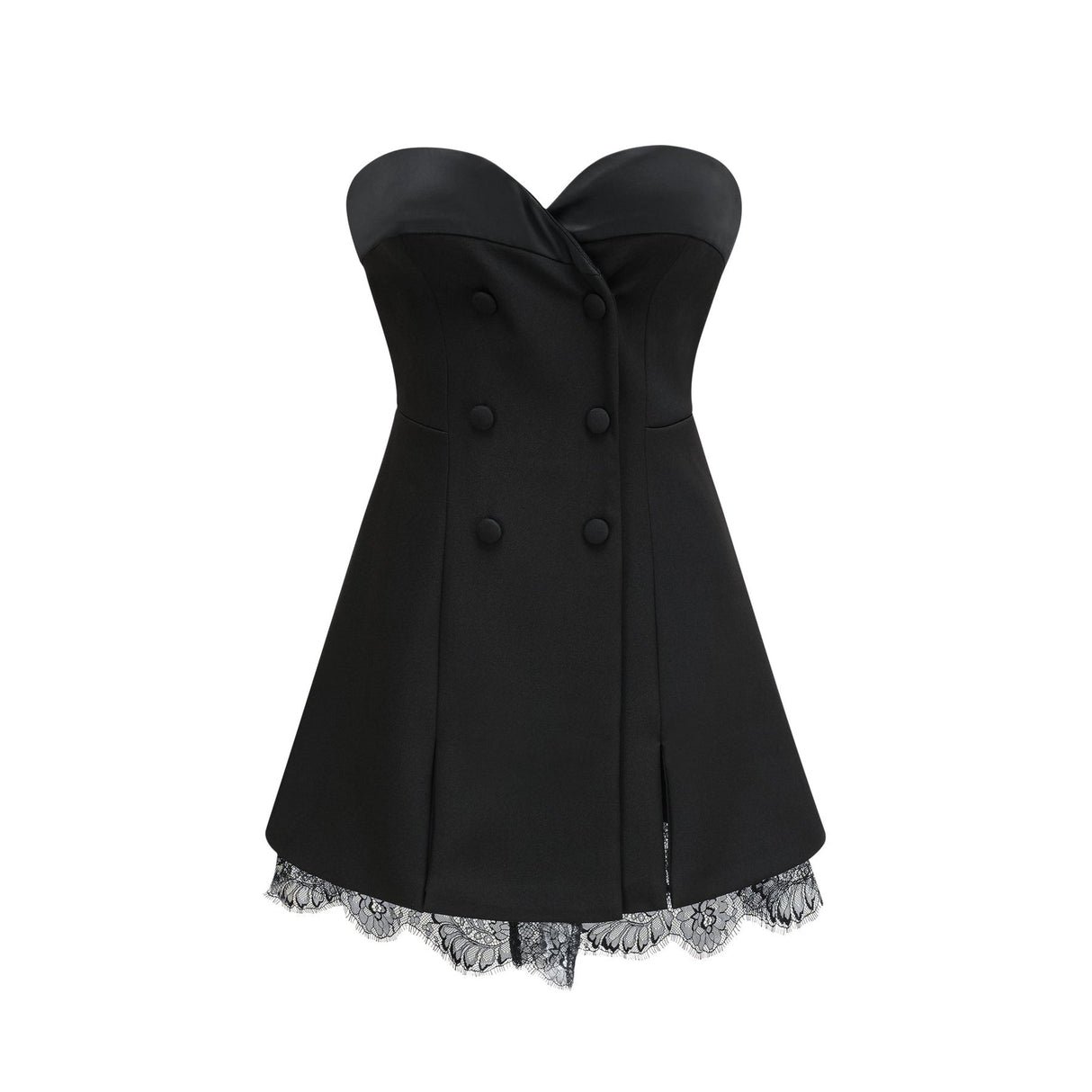 Emma Mini Dress - Bustier Style - Sleeveless - Double - Breasted Buttons - Cinched Waist