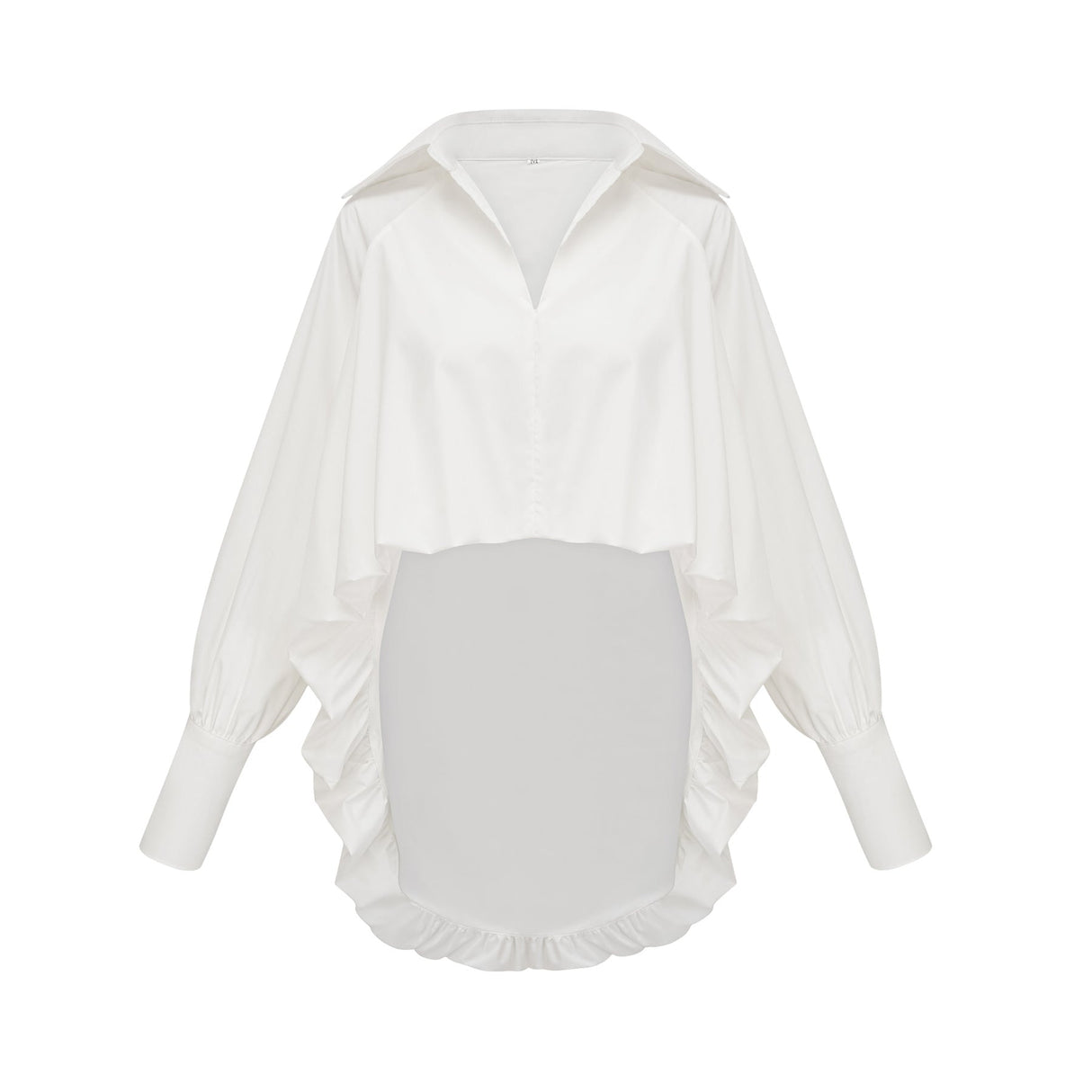 Emma Shirt - Lapels - Long Sleeves - V Neck - Buttoned Cuffs