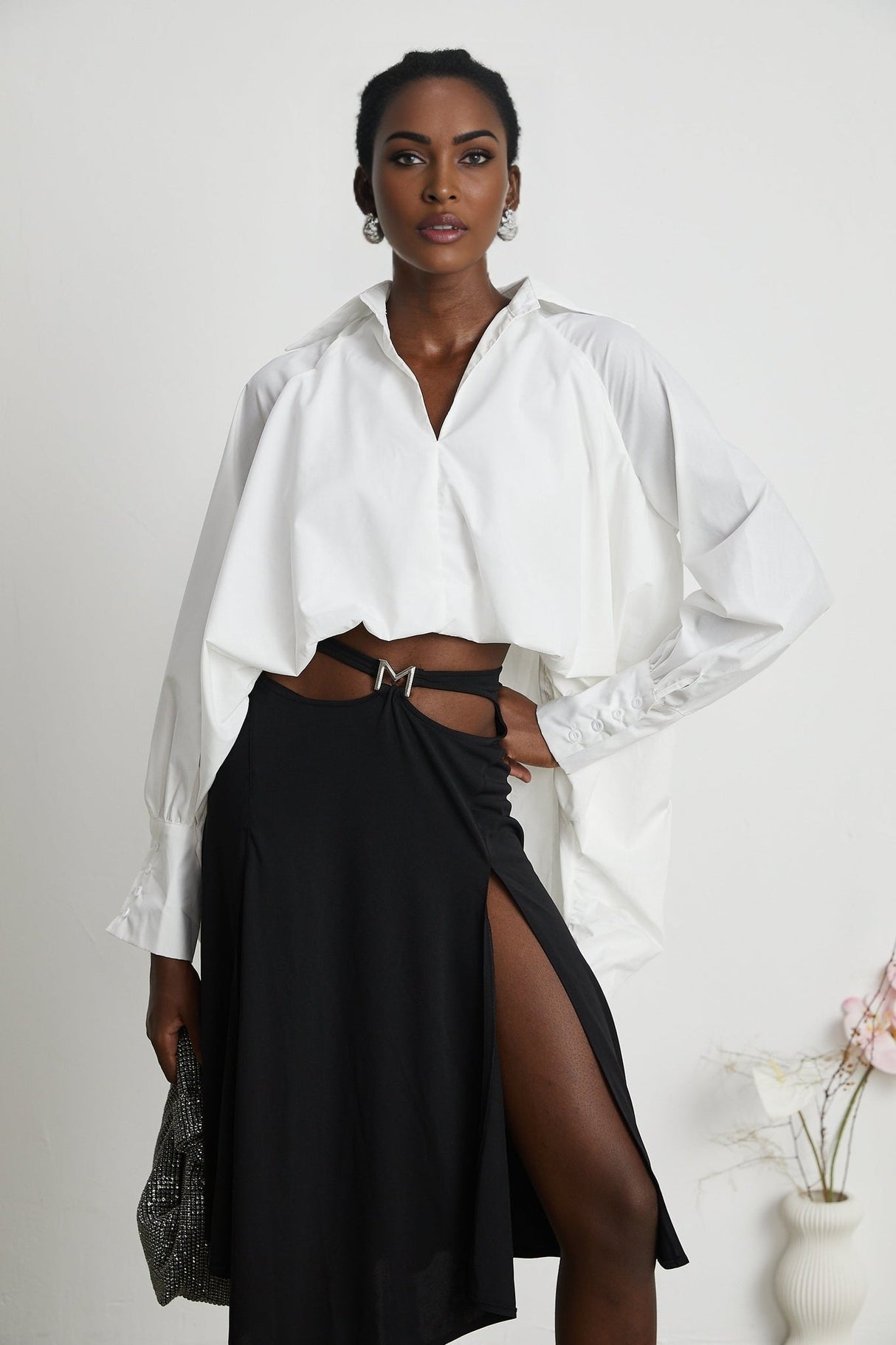 Emma Shirt - Lapels - Long Sleeves - V Neck - Buttoned Cuffs