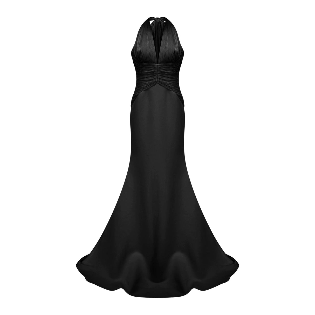 Emmeline Black Train Design Gathered Maxi Dress