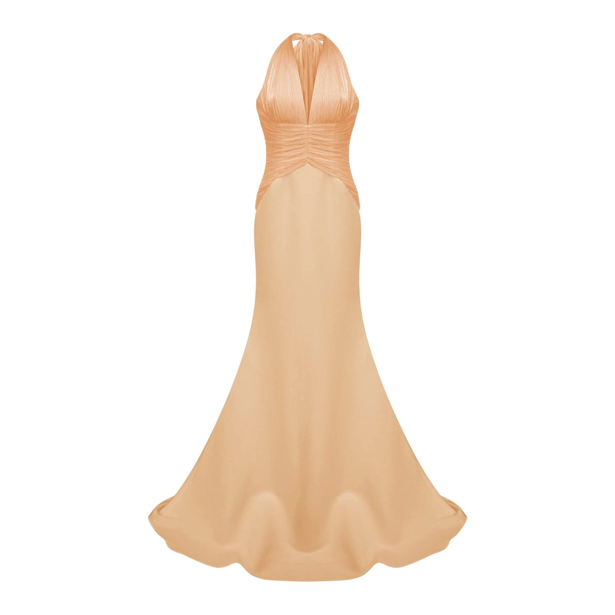 Emmeline Orange Train Design Gathered Maxi Dress