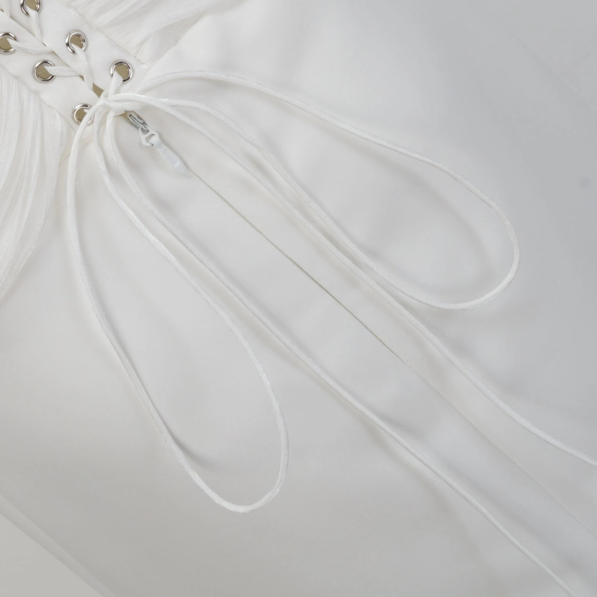 Emmeline White Train Design Gathered Maxi Dress